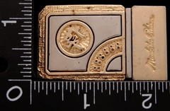 LI22123 VINTAGE ***ROULETTE WHEEL & 8&rsquo;S*** MADE IN CHINA WEB BELT BUCKLE