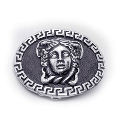 Medusa with Ancient Classic Design Oval Shape Sterling Silver Belt Buckle