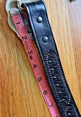 Horse Head Belt Buckle and Black Leather Belt 47 in Made in Mexico