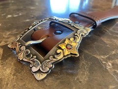 LARGE James Reid artist MVR Sterling Silver .925 18k Gold Ruby Belt buckle set✅
