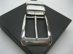 Sterling silver 925 three piece buckle set and Genuine Lizard 30 mm belt U.S.A..