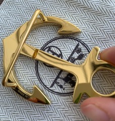 Hermes Cargo 38mm Waist belt buckle polished gold-tone anchor Design New