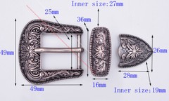 Vintage Silver Cowboy Rodeo Flower DIY 3 pc Set Western Belt Buckle fit 1&Prime; Belt