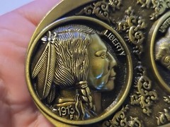 WESTERN BUFFALO NICKEL 5 CENTS Metal Belt Buckle (BRASS LOOKING)