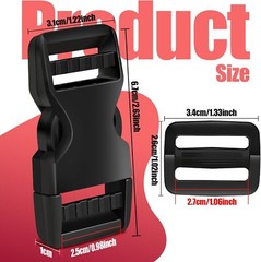 Buckles 1&Prime;, Buckles for Straps 1 Inch 5 PCS, 10PCS Tri-Glide Slide Set, Plastic