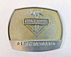 Vintage Handyman Club of America Life Member Pewter Belt Buckle 1996