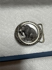 Bergamot Brass Works Grizzly Bear Belt Buckle Silver Color 1985 Made In USA