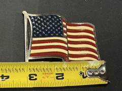 Classic American Flag Stars And Stripes Metal Belt Buckle Red White Blue USA