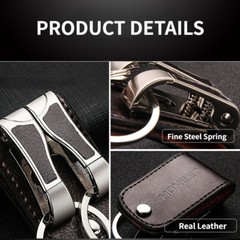 Real Leather Belt Buckle Clip Keychains Car Key Holder Double Ring 2 Loops