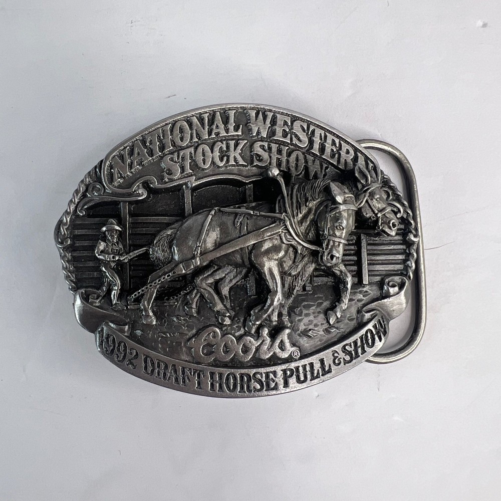 VTG Coors Beer National Western Stock Show Belt Buckle 1992 Draft Horse Ltd Ed