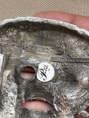 Pirate Skull Skeleton and Swords Belt Buckle 1997 Solid Fine Pewter colorful 4&Prime;