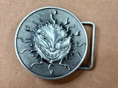 Flaming Sun Solar Flare Grinning Creepy Smile Novelty Belt Buckle by Buckle Rage
