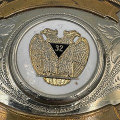 Vintage German Silver Masonic 32nd Degree Scottish Rite Western Belt Buckle