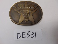Marlboro Solid Brass 1987 Belt Buckle Philip Morris Inc. Long Horn Bull Logo Vtg