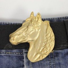 Matte Gold Horse Head Belt Buckle – Minimalist Premium Look