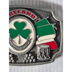 Tanside Ltd Ireland Fighting Irish Belt Buckle Shamrock Flag Vintage 2004 DD236