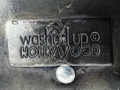 Washed Up Hollywood 1.75&Prime; Lion Fleur Heraldic Pewter Brass 065PB Red Belt Buckle