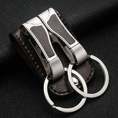 Real Leather Belt Buckle Clip Keychains Car Key Holder Double Ring 2 Loops
