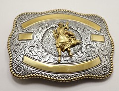 NEW Crumrine Western Rectangle BULL RIDER Belt Buckle 3807241 BOXED