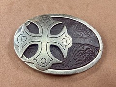 Maltese Celtic Iron Cross Gothic Punk Biker Black & Silver Color Belt Buckle