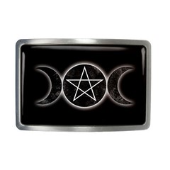 Triple Moon Pentagram Belt Buckle – Wicca Occult Gothic Belt Buckle – 164