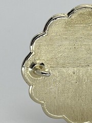 Belt Buckle Lavender Jade Cabochon oval gold tone black enamel background