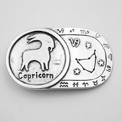 Capricorn Zodiac Belt Buckle Antique Silver Rectangle Classic