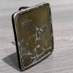 Vintage 1977 Indiana Metal Craft Bald Eagle Belt Buckle Bronze Tone Distressed