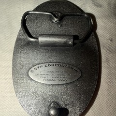 Vintage STP Corporation Advertising Belt Buckle Silver Tone Auto Racing Promo