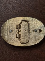 Western Style Gold Tone Belt Buckle With Gold Flecks in Black Resin