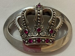 Vintage Rare Justin Davis Crown 925 Sterling Belt Buckle with stones
