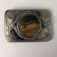 Vintage Landscape Jasper Stone Western Silver Tone Belt Buckle