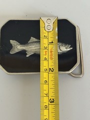 Bill Callahan Belt Buckle Wildlife In Pewter Vintage Silver Tone Fish Signed