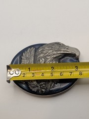 Vtg Eagle Blue Enamel Inlay Belt Buckle Pewter 3D Design Siskiyou 1990