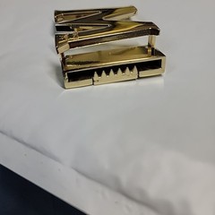 MCM gold logo reversible Belt Buckle Clean Not Too Bad Condition.
