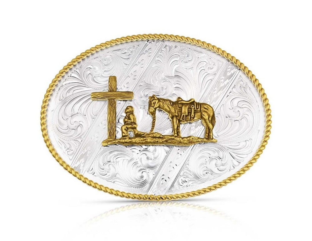 Montana Silversmiths Belt Buckle Christian Cowboy Silver Gold 6186-731