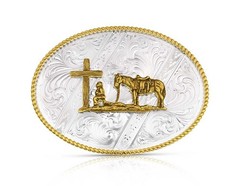 Montana Silversmiths Belt Buckle Christian Cowboy Silver Gold 6186-731