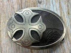 Maltese Celtic Iron Cross Gothic Punk Biker Black & Silver Color Belt Buckle