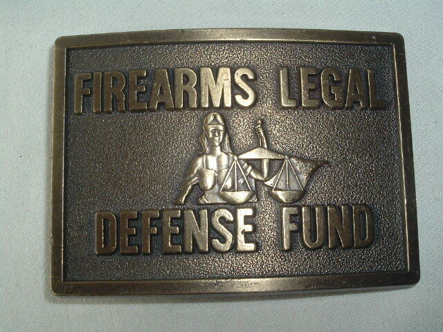 VINTAGE FIREARMS LEGAL DEFENSE FUND BRASS BELT BUCKLE