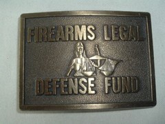 VINTAGE FIREARMS LEGAL DEFENSE FUND BRASS BELT BUCKLE