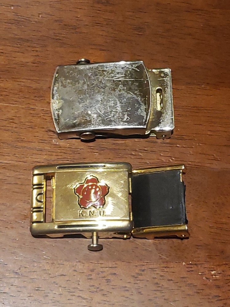 Belt Buckle Lot Asian Styled Brass Buckle & Silver Military Style