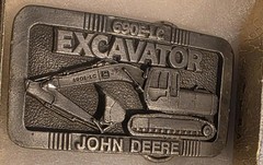 Vintage 1992 Metal Belt Buckle, John Deere, Excavator, 690E-LC, Tractor, Constru