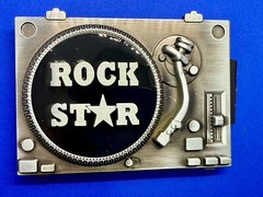 DJ ROCK STAR Turntable Music Record Player Musicians Music Lovers Belt Buckle