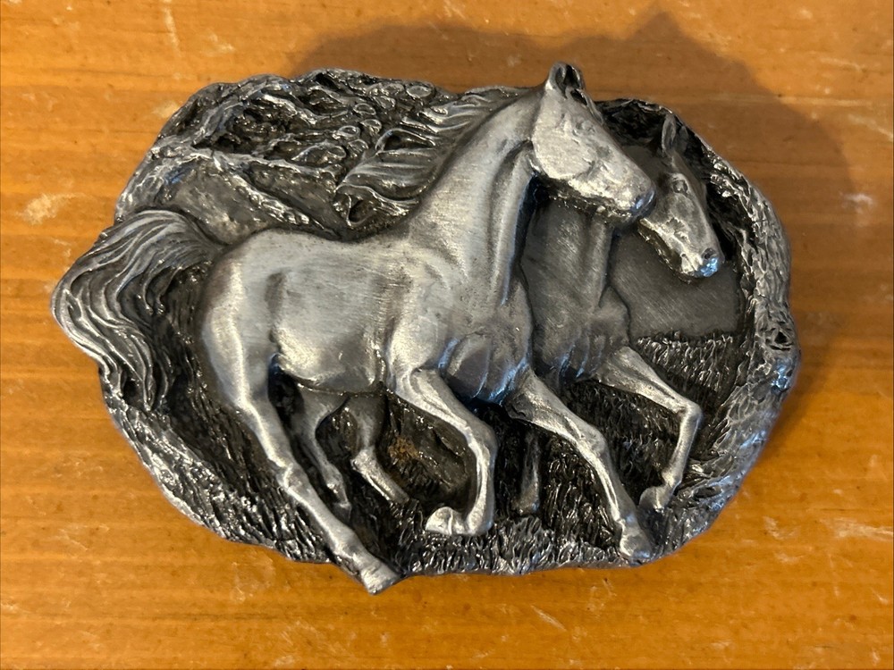 VTG 1983 Horse Belt Buckle Western Cowboy Native American (C-146) USA Free Ship