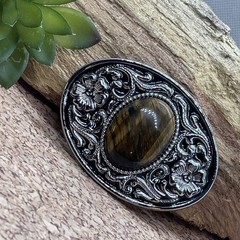 Tiger Eye Stone Silver Western Southwest men women unisex Belt Buckle VALENTINES