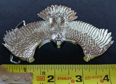 EAGLE SWOOPING STRIKE SPREAD WINGS CHROME PLATED SOLID BRASS BELT BUCKLE 1980