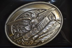 Nocona Western Mens American Eagle God Bless America Flag New in Box 4&Prime;x3&Prime; Oval