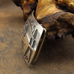 Bear Paw Bear Sterling Silver Intricate Overlay Belt Buckle