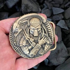Mens Belt Buckle »ALIEN vs. PREDATOR » Solid Handmade Brass Buckle Vintage Viking