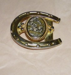 Horseshoe Belt Buckle w/Stone Inlay~Vintage Western Wear~Rodeo~Good Luck Charm